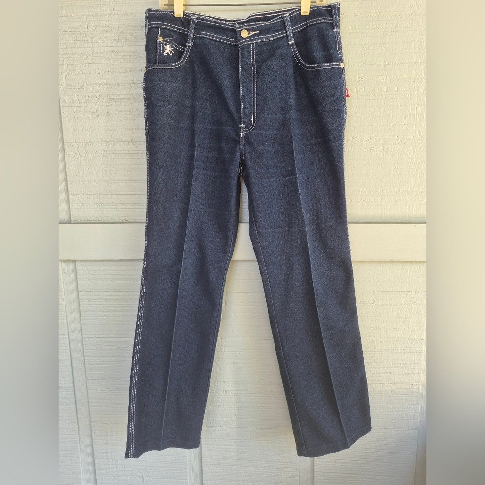 Vintage Braxton Classic Dark Blue Women's Straight Leg Jeans Embroidered 34